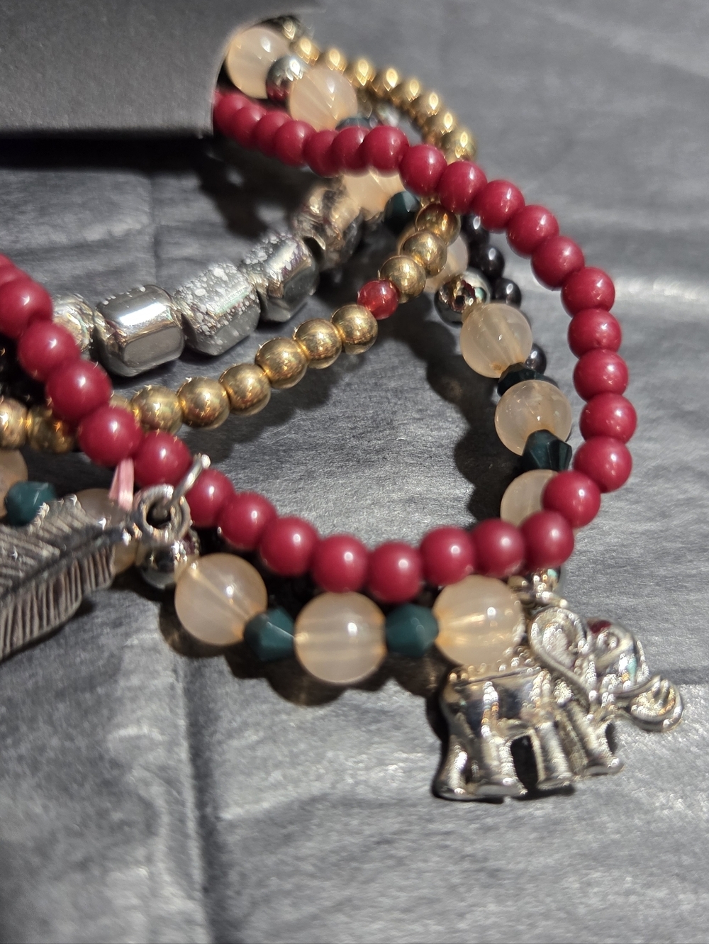 5 Multicolor Beaded Charm Bracelet Set - Picture 5 of 5